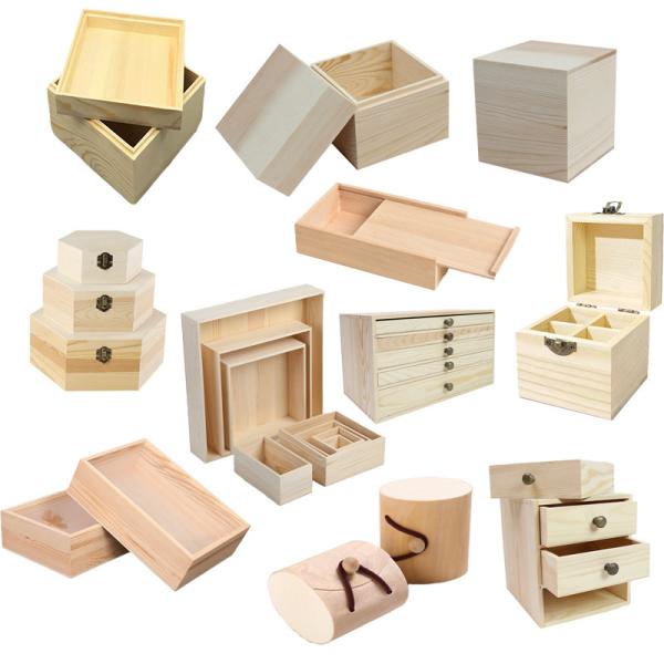 Wooden Storage Chest with Safety Hinge, Custom Assorted Wooden Boxes Wine Box