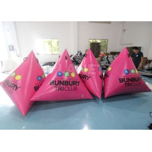 China Pink Triangular Inflatable Marker Buoys For Swim Event , Yellow Inflatable Water Park Buoys on sale