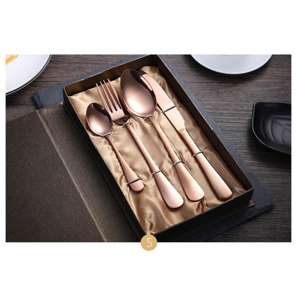 Gold Plated 410 Stainless Steel Tableware Set Steak Knife Fork And Spoon