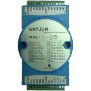 China WAYJUN 16-CH Analog Signal to RS485/232 Modbus Converters DIN35 blue signal acquisition CE approved on sale