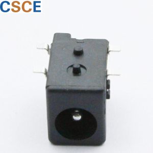 Black DC Power Jack Connector / SMT DC Power Jack High Temperature Plastic