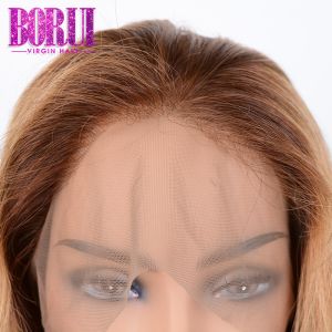 Bob Lace Front Wigs With Baby Hair #27 With Brown Roots Customized Style