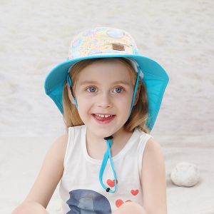 Summer UV Protection Bucket Hat Round brim 100% Polyester 46cm for babys