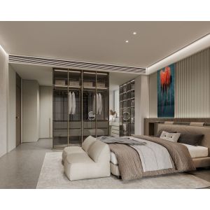 Effortless Style And Functionality Modern U-Shaped Wardrobe With White-Almond