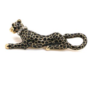 Copper Material Leopard Brooch Pin With Diamond 5.5cm Size OEM ODM