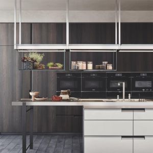Customized Waterproof Modern Luxury Kitchen Cabinet with Eased Edge Countertop