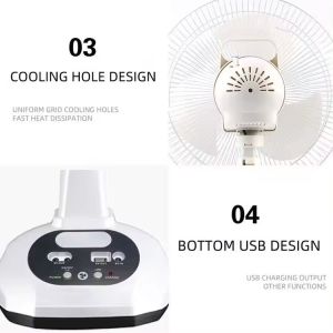 14 Inch 2 Speeds Solar Powered Oscillating Fan Solar Desk Fan With LED Light