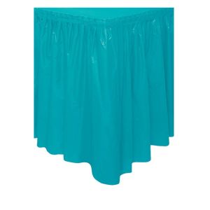 Ruffled Disposable Plastic Table Skirts With Built - In Adhesive Line