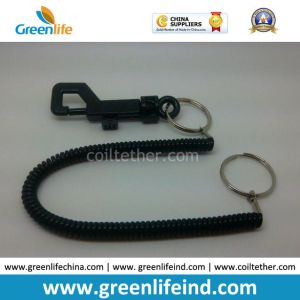 Black Spiral Coiled Key Chain W/Colored Plastic Hook