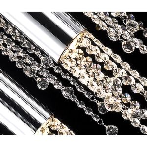 Modern chrome crystal ceiling chandelier for dining room long loft staircase