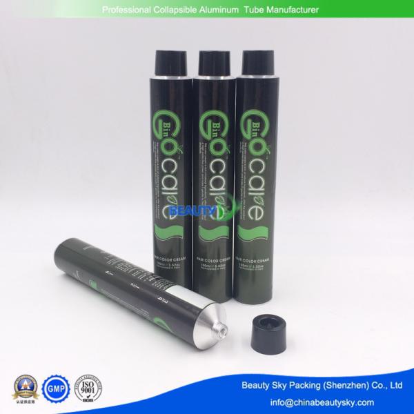 Quality 32*175MM 100ML Volume M11 screw Printed Aluminium Tubes  for  Hair Color cream with Black cover wholesale