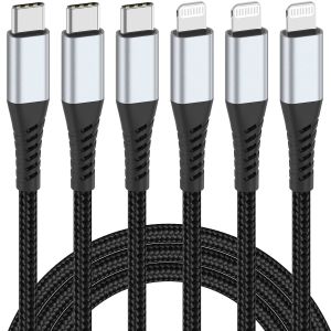 Fast Charger Block Data Transfer Cable Braided 3Ft 6ft For Iphone 15 16
