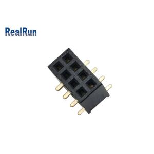 500VAC PA6T Female Header SMT Connector 2*4p Gold 1u" UL94v-0 H4.3mm LCP