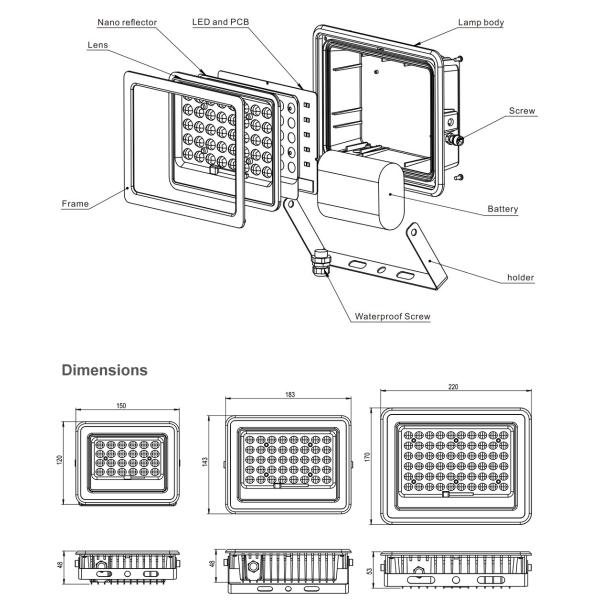 IP65 Motion Sensor Solar Flood Light With Poly Solar Panel