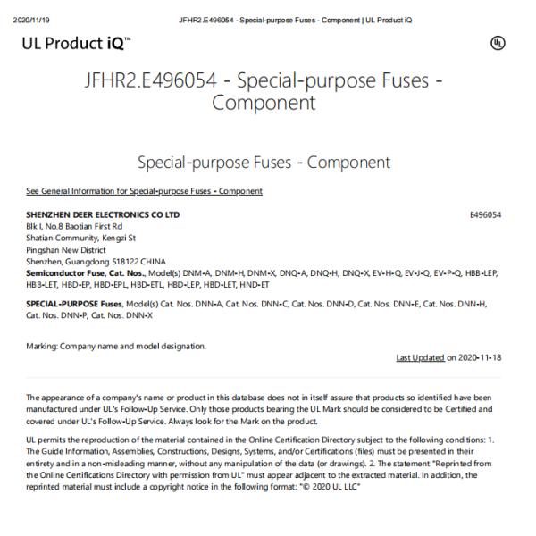 Reach Circuit Protection Semiconductor Fuses Fast Acting 1A Rated Current