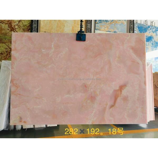 Modern Translucent Crystal Pink Onyx Slab Stone Lamps for Backlit Wall Background Panel