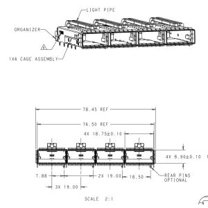 2170746-2 TE QSFP28 Cage Ganged (1 x 4) Connector Included Lightpipe