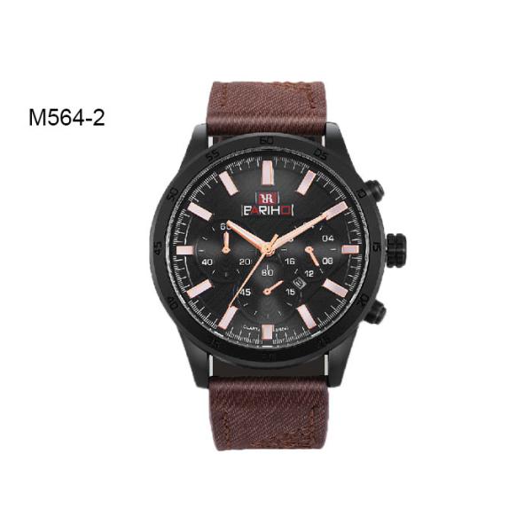 Quality Waterproof Men's Quartz Watch Chronograph 6 Pointers Leather Strap Wristwatch M564 wholesale