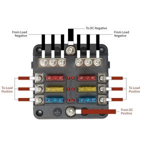 Blade Fuse Block 12 Volt Fuse Box Holder 6 Circuits Negative Bus Terminal Block
