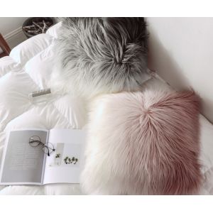 Cheap Custom Square Shape Faux Sheepskin Throw Pillow Covers gradient Removable Washable for sale
