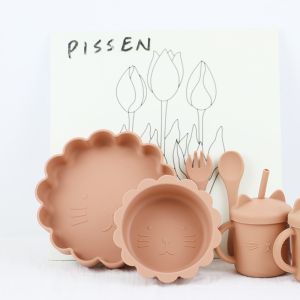 5 Pcs Non Slip Baby Feeding Silicone Set Waterproof BPA Free For Children