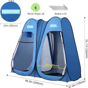 94.5*47.2*74.8Inch Waterproof Blue Polyester 190T Pop Up Privacy Tents With Full