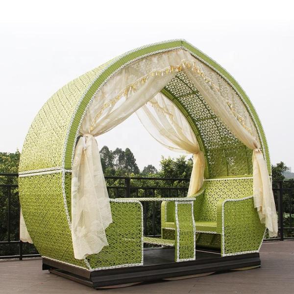 Outdoor Swing with Rattan Rocking Chair 100% Polyester Fabric Max Load Capacity 500KG