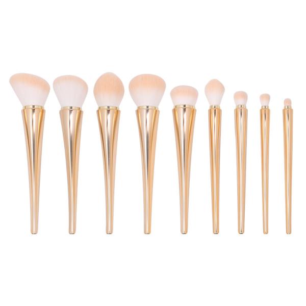 Quality Hairpin Shape Private Label Makeup Brushes With Plating Handle wholesale