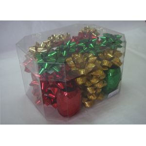 Metallic , PET and polyester shining Gift Wrap Ribbon set with christmas tinsel
