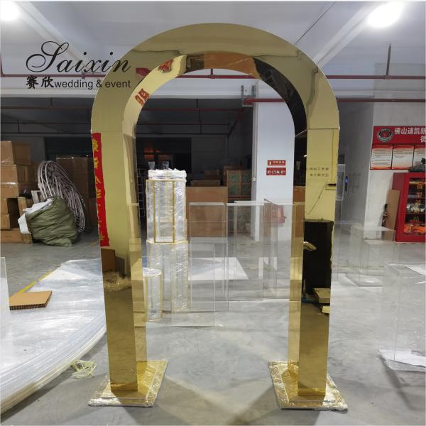 Factory sale hexagon mirror acrylic arch backdrop for event stage decoration
