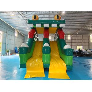 New Design Inflatable Slide Frog Figure Inflatable High Double Slides Dry Slide