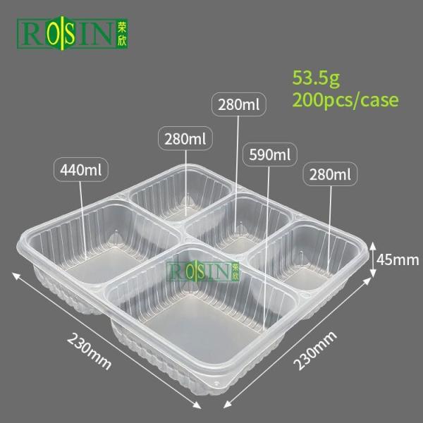 4 Compartment Takeaway Food Container Clear PP Fast Food Leak Proof