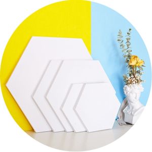 Hexagon Shape Stretched Canvas Board with 380+/-50 Thickness and Matte Finish