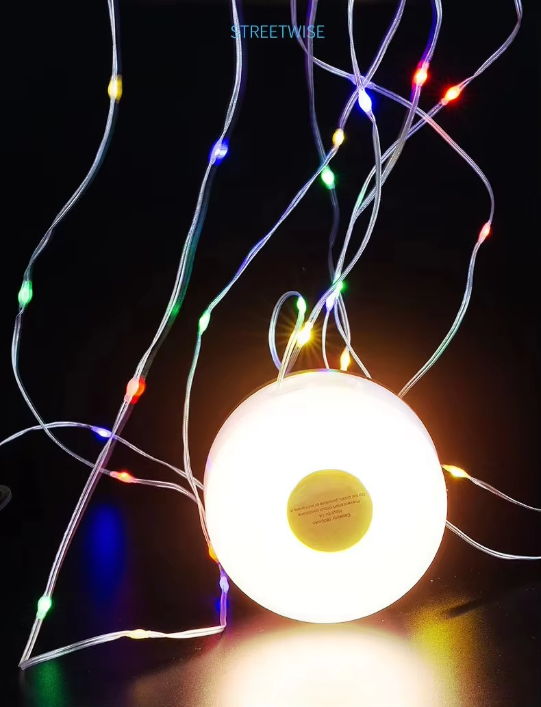 Waterproof and portable, RGB color light, camping light string, outdoor emergency night light