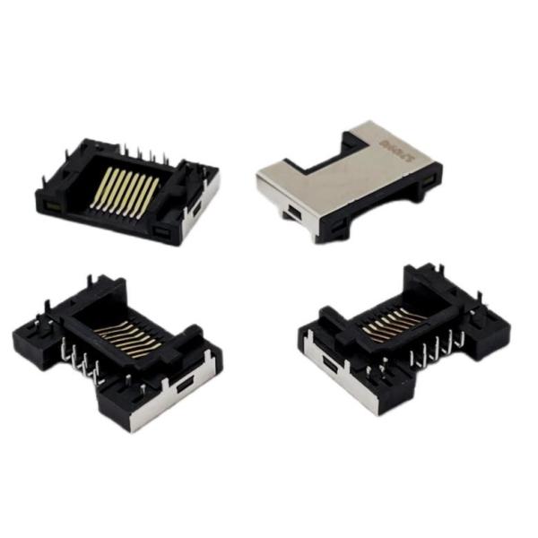 90 Degree Mid Mount PA9T RJ45 Female Connector Socket Modular Jack H4.8mm