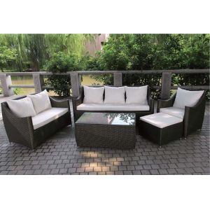 Cheap YLX-RN-027 Dark Coffee PE Rattan Sofa and Table for outdoor used for sale
