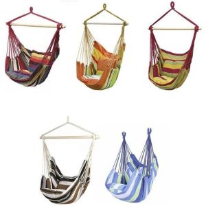 Hammock Chair Hanging Rope Swing - Max 500 Lbs - 2 Cushions Included - Steel