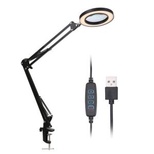 China magnifying lamp clamp base led magnifier  magnifications lenses USB power input supply table clamp task magnifier lamp on sale