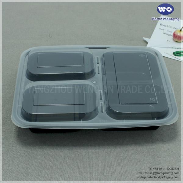 Diposable 3-Compartments Takeaway Plastic Food Container Disposable Food Grade