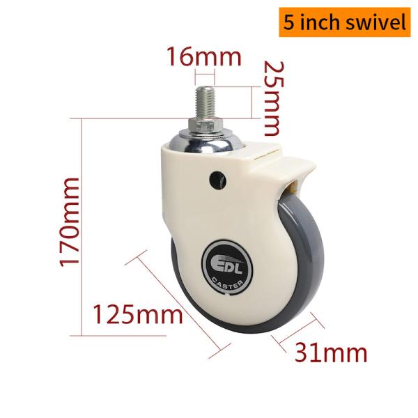 5 Inch Medical Caster Wheels TPU Tread 130kg Load