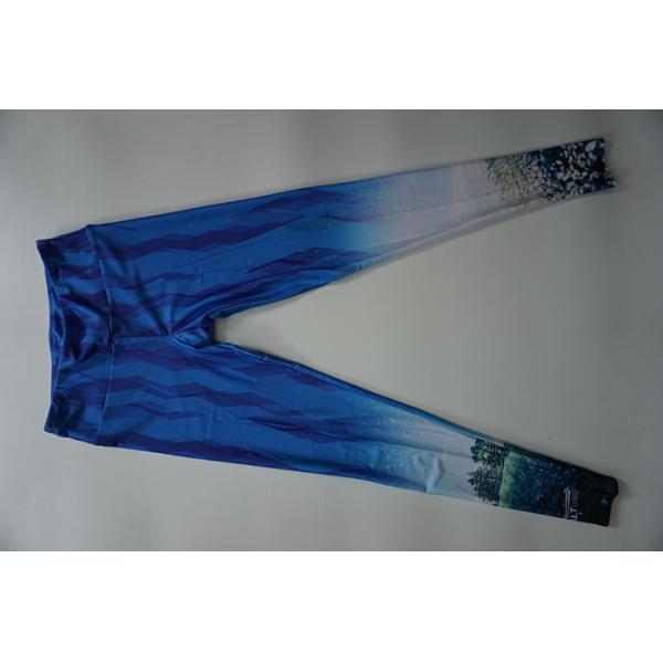 Quality Good Stretch Long Blue Womens Sports Leggings High Waisted Complex Designs wholesale