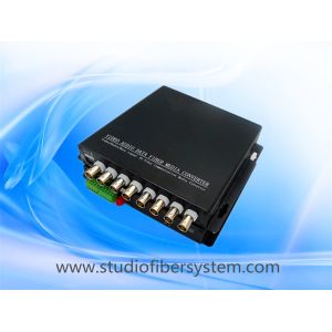 Cheap compact 8CH CVI video audio fiber transmitter and receiver for remote CCTV surveillance system for sale