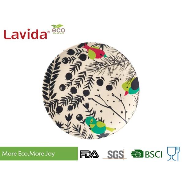Quality Eco - Friendly Waterproof Bamboo Fibre Plates Tasteless Nordic Flower And Bird Style wholesale