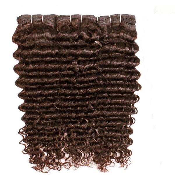 #4 Medium Brown Deep Wave Remy Human Hair Bundles Sew In Weave Bundles Brazilian Bundle Deals