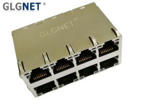 Cheap Stacked RJ45 Modular Jack 2 x 4 PCB Mounting Style  -40 ℃ - 85 ℃ Operating Temperature for sale