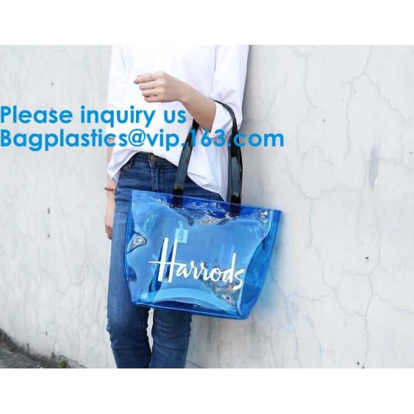 Clear Shopping Bag Transparent PVC Beach Handbag Tote Shoulder Bag Beach Waterproof Large Capacity Foldable Travel Stora