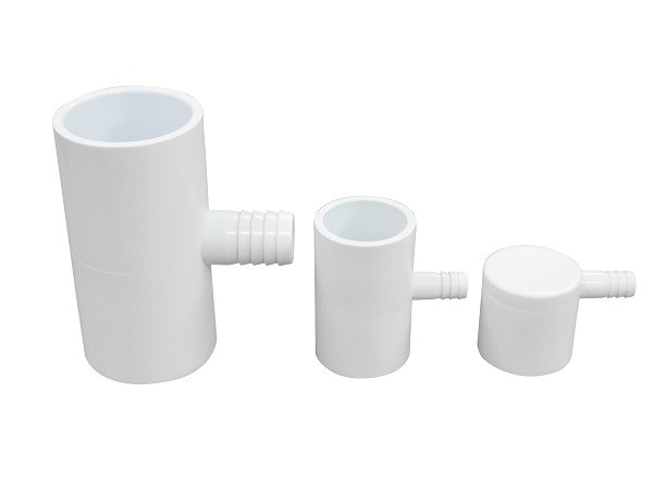 Spa Plastic Adapter 90 Degree PVC Tee Fittings 1" S x 3/8" Ribbed Barb Ell