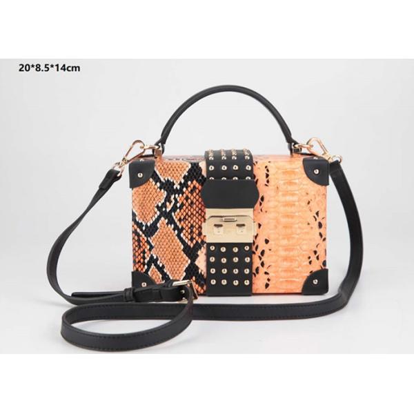 Quality New style snake pattern PU leather hard case clutch purse with shoulder strap wholesale