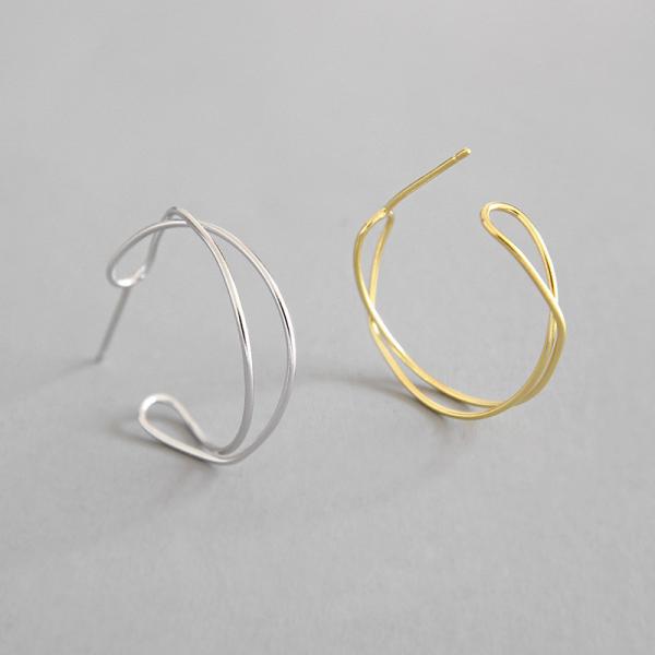 Quality Lanciashow 925 Sterling Silver Jewellery Simple Interweave Twisted Hoop Earrings wholesale
