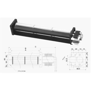 Aluminum Impeller AC Oven Cross Flow Fan 110V , Tangential Blower Fan 2300 RPM